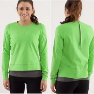Lululemon Run: Warm Up Crew Lime Green Brushed Power Luxtreme 4